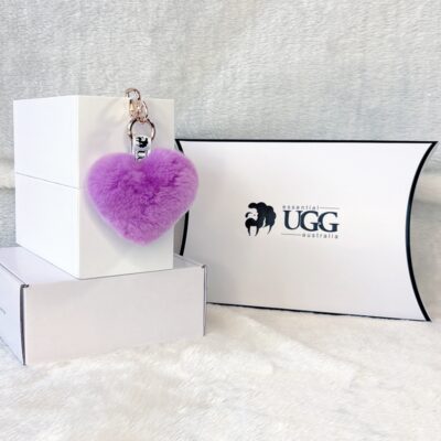 Love Heart Rex Rabbit Fur Key Holder Various Colours - Image 9