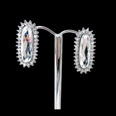 Alternative view of Clip-On Simple Glamour Earrings Black OR Silver ​Cubic Zirconia