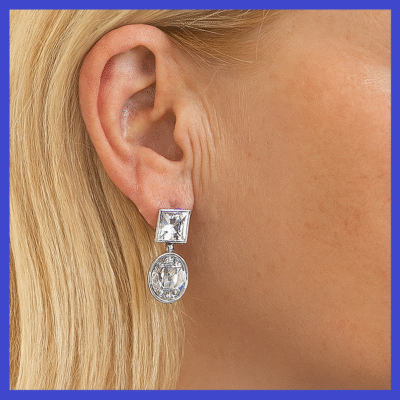 Clip-On Allure Earrings Black OR Silver ​Cubic Zirconia