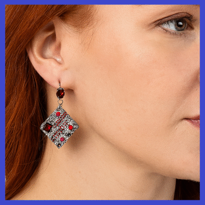 Red or Black Swarovski Crystals Earrings