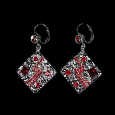 Alternative view of Red or Black Swarovski Crystals Earrings