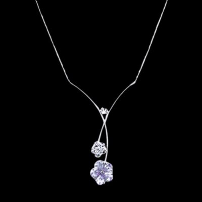 Alternative view of Swarovski Crystals Necklace Purple Or Silver