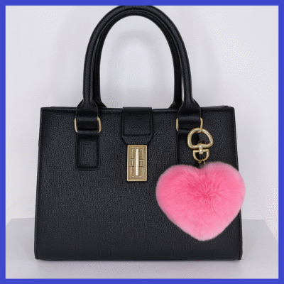 Love Heart Rex Rabbit Fur Key Holder Various Colours