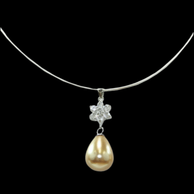 Alternative view of Mother of Pearl Necklace Gold Or Grey
