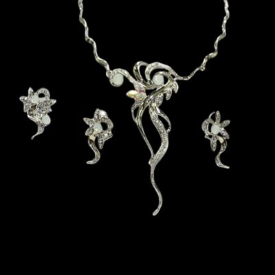 Alternative view of Blue OR Silver Swarovski Crystals Necklace+Earring Set