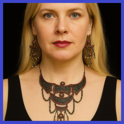 Swarovski Crystals Necklace + Earring Set Black OR Red