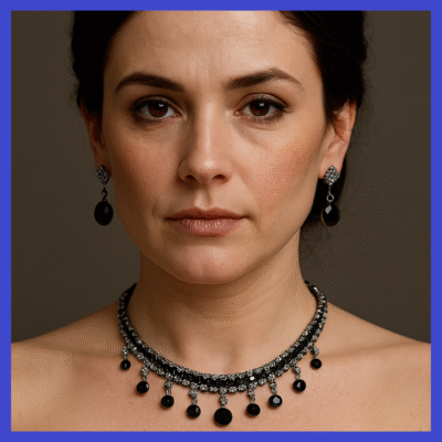 Black, Gold OR Silver Swarovski Crystals Necklace+Earring Set