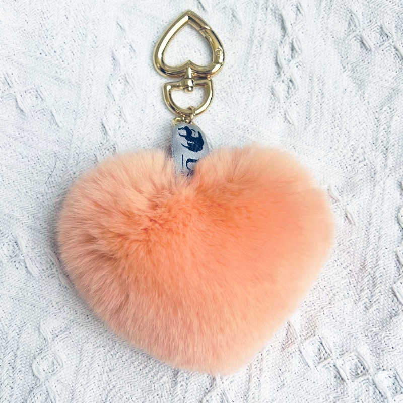 Love Heart Rex Rabbit Fur Key Holder Various Colours - Image 6