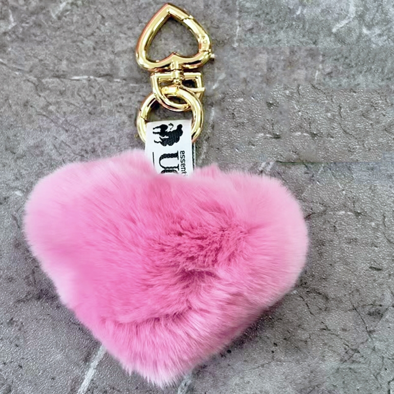 Love Heart Rex Rabbit Fur Key Holder Various Colours - Image 7