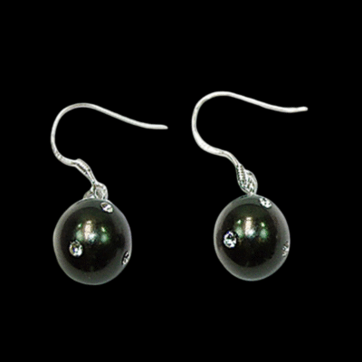 Alternative view of Round Classic Mother of Pearl Earrings 925 Sterling Silver