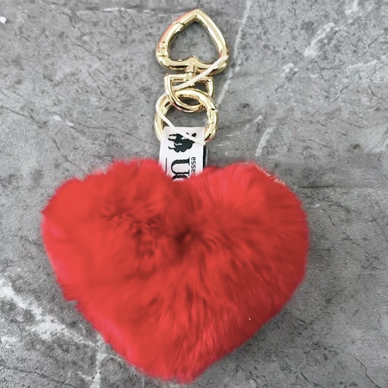 Love Heart Rex Rabbit Fur Key Holder Various Colours - Image 8