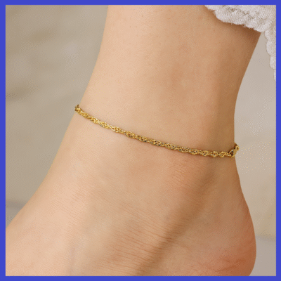 9ct Gold Twisted Singapore Anklet 2.5mm