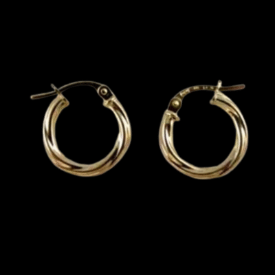 Alternative view of Italian 9ct Yellow Gold 14mm Hoop Earrings