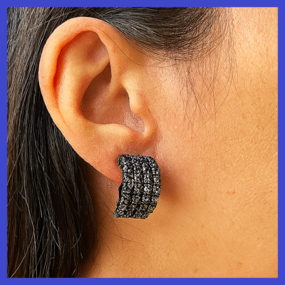 Clip-On Glistening Earrings Black OR Silver ​