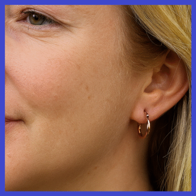 Italian 9ct Rose Gold Twisted Hoop Earrings 14mm Hoop Earrings