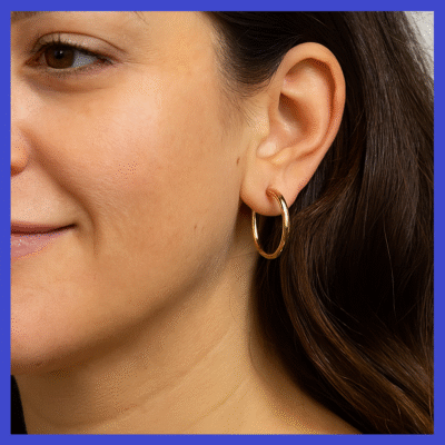 Italian 9ct Yellow Gold 23mm Flat Hoop Earrings