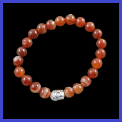 8mm Carnelian Buddah Bracelet