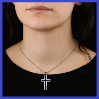 Stainless Steel Pendant – Two Tone Double Cross