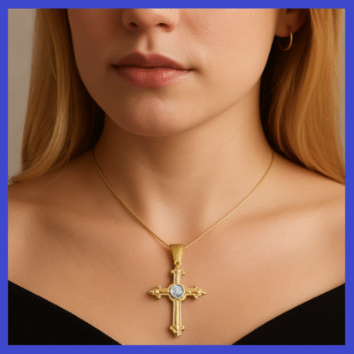 Stainless Steel Pendant – Cross With CZ