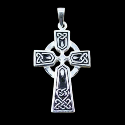 Alternative view of Sterling Silver Pendant – 21×33 Celtic Cross With Enamel