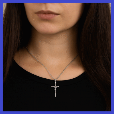 Sterling Silver Crucifix Pendant 11x23mm