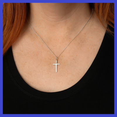 Sterling Silver Cross Pendant 9x15mm Anti Tarnish Coating