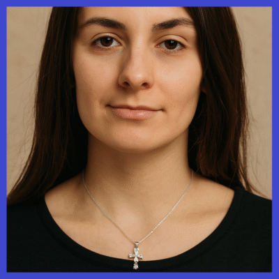 Sterling Silver CZ Cross Pendant 12x20mm