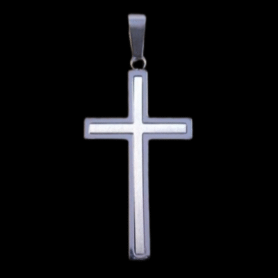 Alternative view of Stainless Steel Double Cross Pendant 27.5x43mm