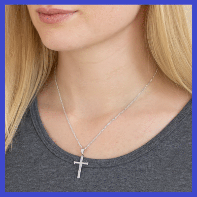 Sterling Silver Pendant – 20x33mm Block Tipped Cross