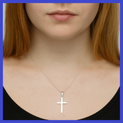 Sterling Silver Medium Cross Pendant 17x30mm