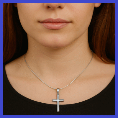 Stainless Steel Double Cross Pendant 27.5x43mm