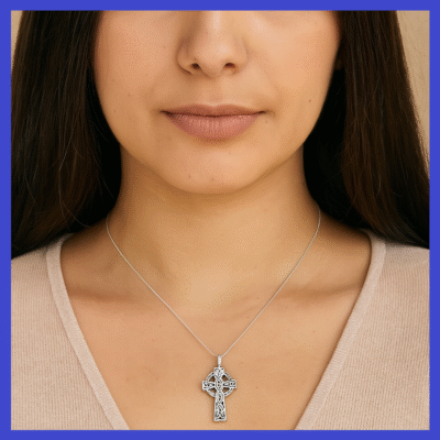 Sterling Silver Celtic Cross Pendant 13x18mm
