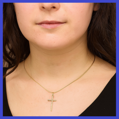 9ct Gold Diamond Cut Cross Pendant 11.5×21.5mm