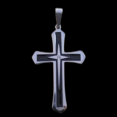 Alternative view of Stainless Steel Cross Pendant With CZ 31x45mm