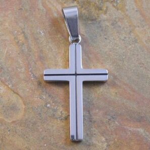 Stainless Steel Lined Cross Pendant 22x33mm - Image 2