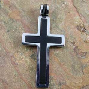 Stainless Steel Pendant – Two Tone Double Cross - Image 2