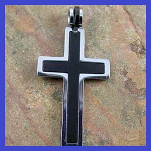Stainless Steel Pendant – Two Tone Double Cross