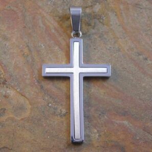 Stainless Steel Double Cross Pendant 27.5x43mm - Image 2