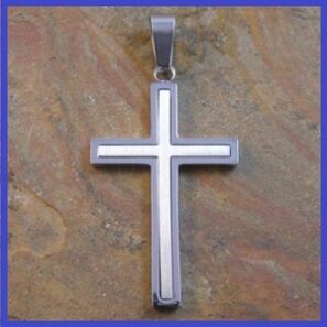 Stainless Steel Double Cross Pendant 27.5x43mm