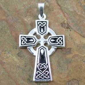 Sterling Silver Pendant – 21×33 Celtic Cross With Enamel - Image 2
