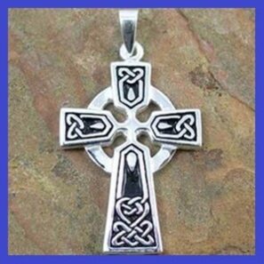 Sterling Silver Pendant – 21×33 Celtic Cross With Enamel