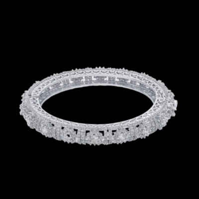 Alternative view of Encrusted Flower Bangle Bracelet