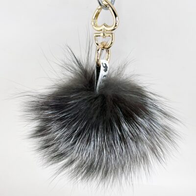 Alternative view of Fox Fur Pompom Keycharm Silver or Cream