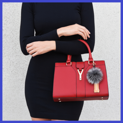 Fox Fur Pompom Keycharm Silver or Cream