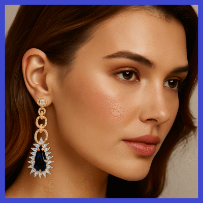 Dark Blue Drop Dangler Earrings
