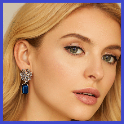 Midnight Blue Flower Dangler Earrings