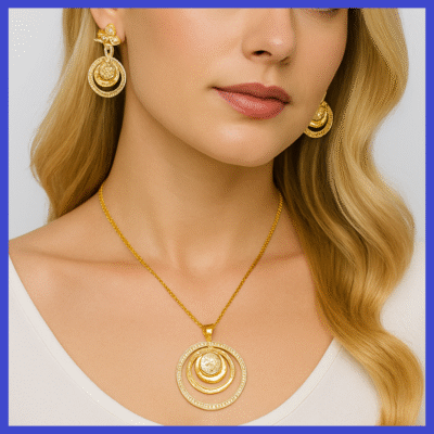 Concentric Circle Pendant & Earring Set