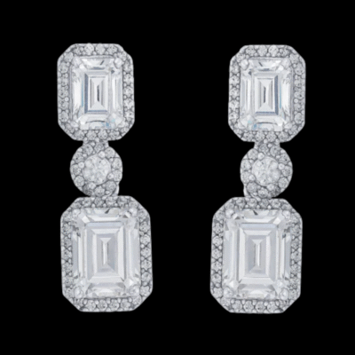 Alternative view of Swarovski Square Dangling Stones Earrings