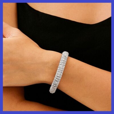 Encrusted Flower Bangle Bracelet