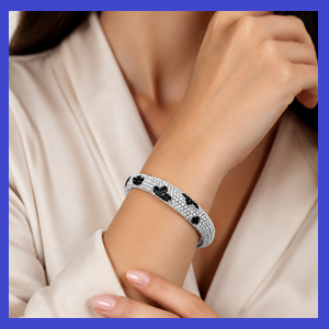 Panda Bangle with Swarovski Crystals
